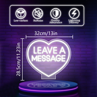 Enseigne néon LED en forme de cœur « LAISSEZ UN MESSAGE » à commande tactile pour Bureaux, Immeubles, Parcs, Fêtes, Anniversaires, Mariages, Centres commerciaux, Entreprises