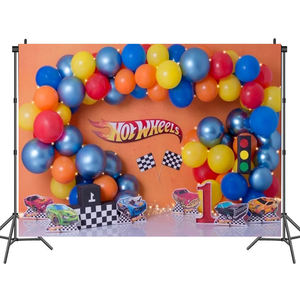 Racing Car Backdrop <strong>Hot</strong> <strong>Wheels</strong> Wild Racer Runway Boy 1st <strong>Birthday</strong> <strong>Party</strong> Custom Photography Background Photo Booth Decor Supplies - Product Image 1