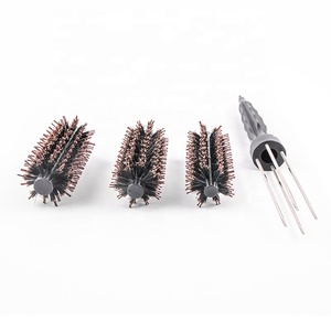 Cepillo de pelo con cerdas de jabalí, Logo de salón de madera, redondo, fuerte, nailon, con cabezas desmontables, <span class=keywords><strong>Amazon</strong></span> - Product Image 2