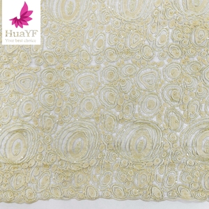HY1362 gran oferta nuevo africano pesado hecho a mano con cuentas guipur tela de encaje <span class=keywords><strong>lentejuelas</strong></span> perla bordado <span class=keywords><strong>vestido</strong></span> de encaje Aso Ebi - Product Image 2