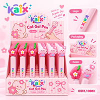 Stylos gel mignons KAIX Chat et Lapin Fraise 0,5 mm – Lots de stylos en silicone à encre gel motif dessin animé pour cadeaux scolaires