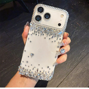 เคสโทรศัพท์ iPhone 16 17 Plus สวยงาม ป้องกันอย่างดี ประดับเพชร, เคส iPhone 17 Pro Max คริสตัลรูปหัวใจ ประดับเพชร แบบไฮบริด - Product Image 4