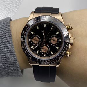 Montre chronographe à quartz de luxe pour homme avec mouvement VK63, bracelet en acier inoxydable et bracelet en caoutchouc étanche - Product Image 1