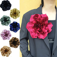 Bros Bunga Mawar Satin Tiga Dimensi Buatan Tangan 20 cm, Laris Manis, Cocok untuk Setelan Wanita, Fashionable
