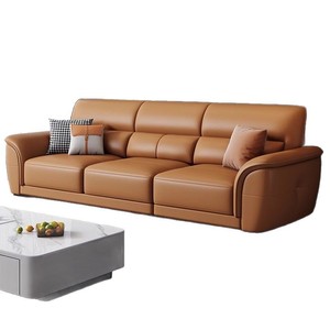 Juego de Sofás de Cuero Genuino de Diseño Moderno y Minimalista, Muebles para Sala de Estar con Acabado Lavable, Diseño de Esquina para Uso Doméstico - Product Image 4