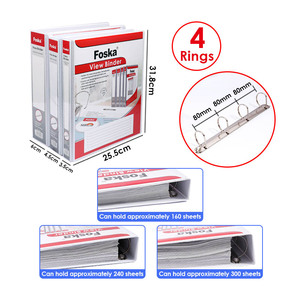 Dossier de présentation professionnel Foska, facile à ouvrir, angle d'ouverture fluide de 2,0 pouces, classeur à anneaux en D, classeur à 4 anneaux A4 avec poches intérieures - Product Image 2