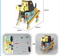 Kit de Chien Robot en Bois DIY, Modèle d'Animal de Compagnie Bionique Motorisé, Jouet Scientifique Éducatif STEM pour Enfants, Cadeau