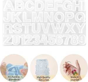 Superbe Promotion 2025 : Moule en silicone écologique durable pour alphabet, pendentifs en résine époxy, outils de pâtisserie DIY, compatible micro-ondes - Product Image 3