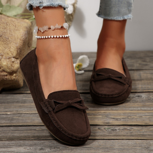 Женские коричневые тканевые мокасины с бантом, заостренный носок, без застежки, на плоской подошве, легкие, модные, повседневные, для работы - Product Image 4