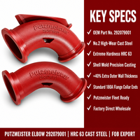 Coude en acier HRC 63 n°2 haute stabilité pour pièces de rechange de pompe à béton montée sur camion, coude de tuyau Putzmeister 292079001, fournisseur chinois