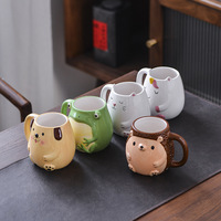 Mug en céramique en forme d'ours 3D mignon, peint à la main avec logo personnalisé - Cadeau idéal, style américain, marque LEIXIN
