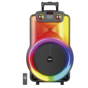 Web 15 Inch Trolley <b>Speaker</b> With <b>Led</b> Light <b>Bluetooth</b> Sd Usb Radio Portable Party <b>Speaker</b> - Product Image 1