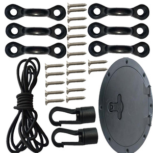 Kit d'accessoires pour kayak avec crochets à corde élastique, clips en C, vis et couvercle de trappe circulaire pour utilisation en plein air sur canoë et kayak - Product Image 4