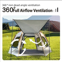 Tenda & Kanopi Camping 2-in-1 Ukuran Besar, Alas Oxford Anti Air, Lapisan Perak Taffeta, Tempat Berlindung Keluarga untuk Luar Ruangan 240/280cm