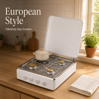 Cuisinière à gaz de style européen à 4 brûleurs, allumage par pile, en acier inoxydable, économie d'énergie, pour la maison, garantie de 4 ans