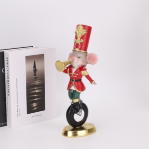 Ensemble de trois figurines en résine Redeco Vintage <span class=keywords><strong>Circus</strong></span> Mouse Acrobat, décoration d'intérieur rouge, cadeau, vente en gros, logo personnalisé - Product Image 2