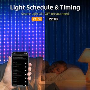 ไฟประดับม่าน LED RGB 400 ดวง ขนาด 3ม.*3ม. ไฟม่าน LED อัจฉริยะ พร้อมสาย USB สำหรับตกแต่งงานแต่งงานและคริสต์มาส มาตรฐานกันน้ำ IP65 - Product Image 6