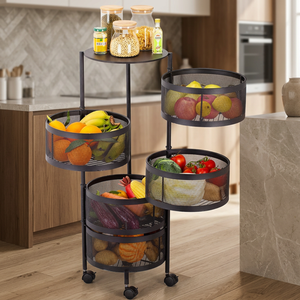 Estante de Almacenamiento Metálico Moderno con Cesta de Malla, Organizador de Frutas y Verduras para Cocina, Tipo Vertical para Almacenamiento de Alimentos - Product Image 6