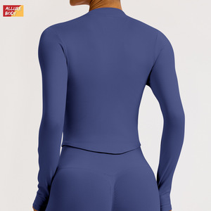 Veste de yoga à manches longues pour femme Allure Body, couleur unie, séchage rapide, haut de sport ajusté pour l'exercice et les activités de plein air - Product Image 1