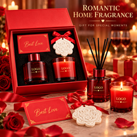 Ensemble cadeau personnalisé OEM de bougies parfumées de luxe et diffuseur à bâtonnets pour la Saint-Valentin avec pierre de plâtre parfumée pour les amoureux
