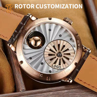 Montres automatiques mécaniques en lapis-lazuli rotatives 3D avec affichage 24 heures, logo personnalisé, fabricants de montres-bracelets de luxe pour hommes, OEM
