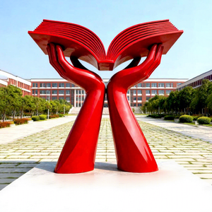 Escultura Grande de Acero Inoxidable Pintada con Spray, Monumento Urbano Paisajístico, Adorno Metálico de Forma Irregular, Escultura Abstracta para Exteriores - Product Image 1