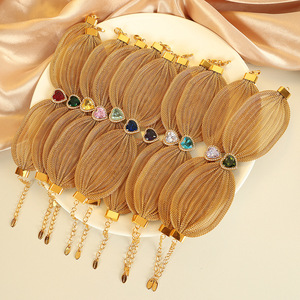 Butterfly Shape Zinc Alloy <b>Bracelet</b> With <b>Gemstone</b> Inlay For Women Gift Jewelry Fashion Accessory - Product Image 3