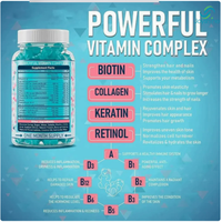 Gummies à la biotine, au collagène et à la kératine |   10 000 mcg de biotine avec collagène et kératine pour la croissance des cheveux, 60 gommes