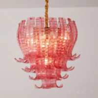 JYLIGHTING Lustre suspendu personnalisé sur mesure pour hôtel, style français de luxe, en cuivre et verre rose, pour toute la maison