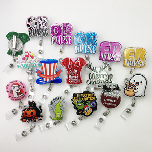 Accessoires porte-badge rétractable <span class=keywords><strong>en</strong></span> acrylique robuste, motif vache arc-<span class=keywords><strong>en</strong></span>-ciel mignonne, avec clip à tirage facile et finition brillante, <span class=keywords><strong>pour</strong></span> cadeaux d'entreprise - Product Image 3