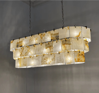Grand lustre carré en albâtre blanc de luxe, luminaire suspendu pour hall d'hôtel, salon, chambre à coucher, salle à manger