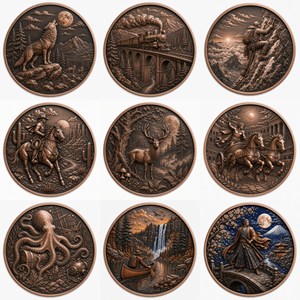 Pièces de monnaie en cuivre 5 oz .999 Cuivre Pur, Motif Forêt Tropicale et Boue de Rhinocéros, Impression UV Colorée, Cadeau - Product Image 5