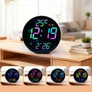 Horloge murale numérique LED intelligente Bluetooth 10 pouces avec affichage de la date, du jour, de la température et de la luminosité, décoration pour la maison et la chambre - Product Image 3