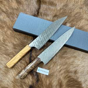Advance Kitchen Damas Kiritsuke Couteau Japonais 8 pouces Gyuto Chef Couteau En Acier À Haute Teneur En <span class=keywords><strong>Carbone</strong></span> Couteau De Cuisine avec Pakkawood - Product Image 1