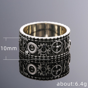 Anello da Uomo F641 in Acciaio Inossidabile Placcato Argento Anticato con Motivo a Vite, Anello alla Moda, Gioiello Regalo - Product Image 5