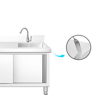 Table de préparation de cuisine en acier inoxydable, établi commercial avec étagère, évier utilitaire pour restaurant, unité de rangement