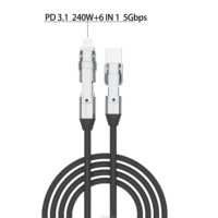 Cable USB 6 en 1 JILIAN 3.0 Tipo-C Pro Versión 240W USB3.0 5Gbps de Carga Rápida para Teléfono Móvil