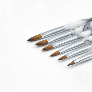 Pinceau à ongles en acrylique avec manche marbré, 100% poils de vison Kolinsky, personnalisé, pour poudre acrylique, vernis à ongles, outil de manucure - Product Image 3