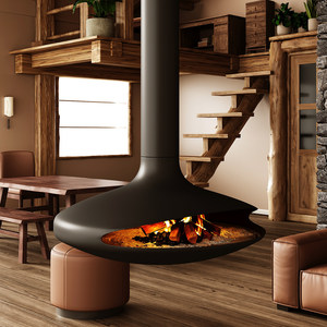 Chimenea de <span class=keywords><strong>Leña</strong></span>, Estufa de <span class=keywords><strong>Leña</strong></span> para Calefacción Interior, Chimenea Eléctrica Moderna Personalizada con Atomización de <span class=keywords><strong>Leña</strong></span>, Chimenea Colgante Tipo OVNI - Product Image 1