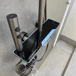 Set de Ducha Empotrado en Pared, Rectangular, Cromado, con Rociador de Masaje y Lluvia, 4 Velocidades, Botones Presurizados, Estante Grande - Product Image 2