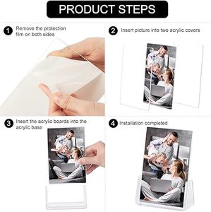 탁상 또는 데스크탑 디스플레이용 아크릴베이스 및 아크릴 유리 커버가 있는 액자, 수평 및 수직 투명 - Product Image 5