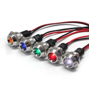 Filn ไฟสัญญาณ LED โลหะ19มม. นำสัญญาณไฟ12V24V220V สีแดงสีเขียวสีฟ้าสีเหลืองสีขาว