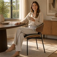 Chaises de salle à manger minimalistes italiennes de style vintage haut de gamme avec dossiers solides pour salons/salles à manger - Nouveau ensemble de salle à manger