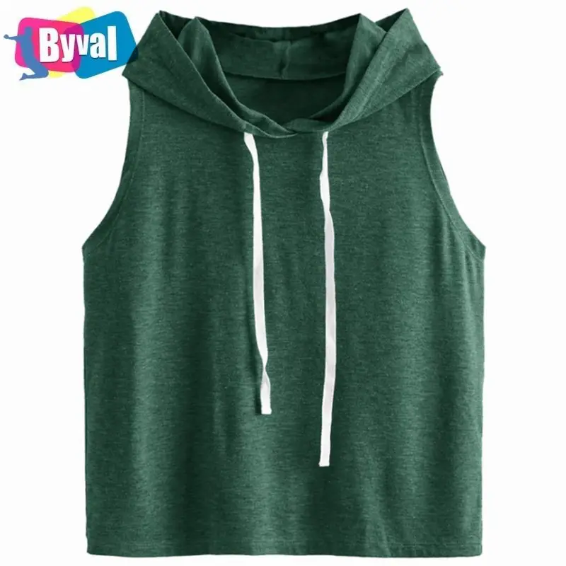 Wholesale High Quality Custom Women's Summer Sleeveless Hooded Tank Top T-Shirt for Athletic Exercise Relaxed Breathable