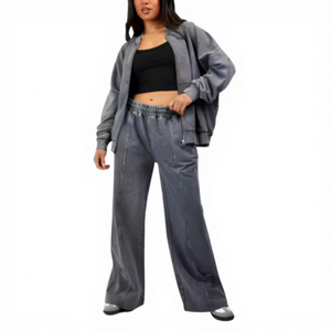 Conjunto de Sudadera con Capucha y Pantalones de Chándal de Algodón Sólido Transpirable para Mujer, Chándal Premium Personalizable, Fabricante OEM ODM - Product Image 1