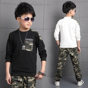 Yeni sonbahar moda kamuflaj çocuklar giyim setleri gençler çocuk Boy askeri üniforma giysi iki parça bir takım pamuk bebek mektup