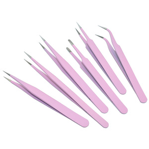 Pinzas de Colores Populares, Serie Rosa, Pinzas de Acero Inoxidable, Pinzas de Precisión con Borde Redondo para Extensión de Pestañas, Journal - Product Image 5