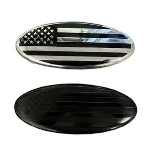 Autocollant emblème de coffre arrière de calandre ABS ovale 9 pouces 7 pouces logo d'insigne de drapeau américain pour Ford F150 F250 Explorer