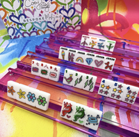 En stock : Ensemble de Mahjong de luxe en acrylique Color Crush, tuiles pliables, portables, durables, monocouche, blanches, pour enfants et familles