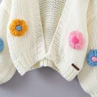 AiNear Logo personnalisé Designer Fleur Pull Cardigan en tricot épais fait à la main pour femmes Tricots tricotés à la main pour femmes Pulls Cardigans